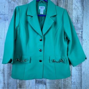 BFA Classics Vintage Green Lined Jacket/Blaze 3/4 Length Sleeves Mock Po…